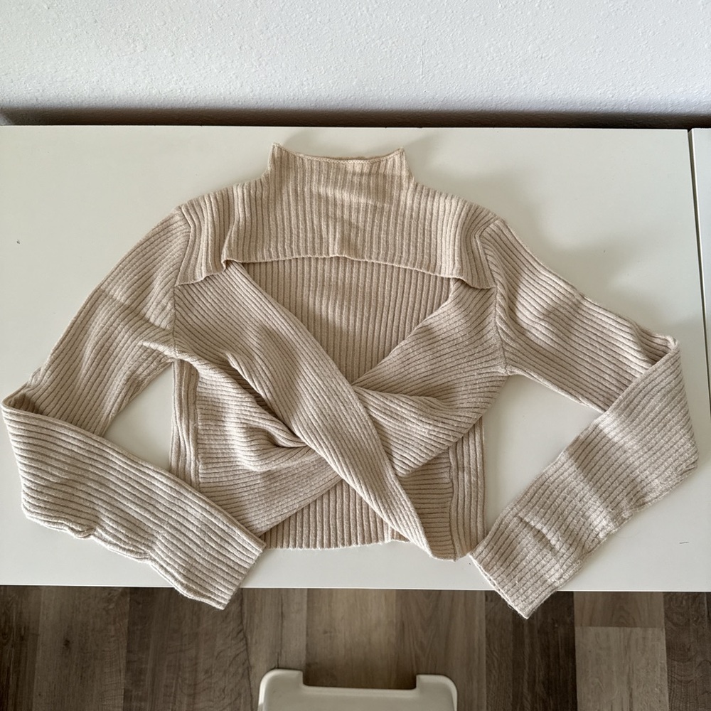 American Threads Cream Cowl Neck Sweater